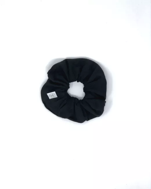 Black scrunchie made from 100% organic cotton jersey