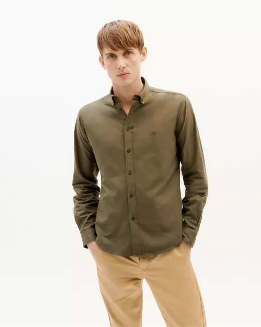 THINKING MU – Chemise SOL OLIVE GREEN ANT