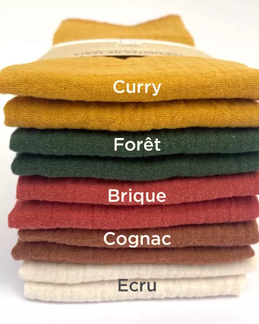 Lot de 2 serviettes de table en double gaze coton