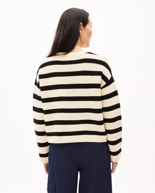 ARMEDANGELS - Pull MERINAA STRIPED - Oatmilk-black