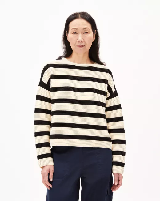 ARMEDANGELS - Pull MERINAA STRIPED - Oatmilk-black