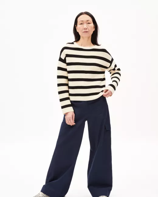 ARMEDANGELS - Pull MERINAA STRIPED - Oatmilk-black