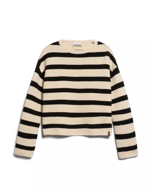 ARMEDANGELS - Pull MERINAA STRIPED - Oatmilk-black