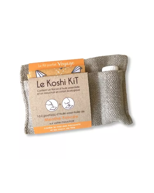 MOUCHOIRS KOSHI – Kit Huile essentielle – Voyage et Maux de tête