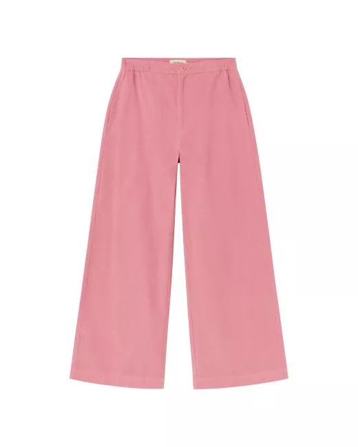 THINKING MU - Pantalon MAIA micro velours côtelé rose