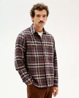 THINKING MU - Surchemise bleu marine à carreaux Bes THINKING MU - Surchemise bleu marine à carreaux Bes