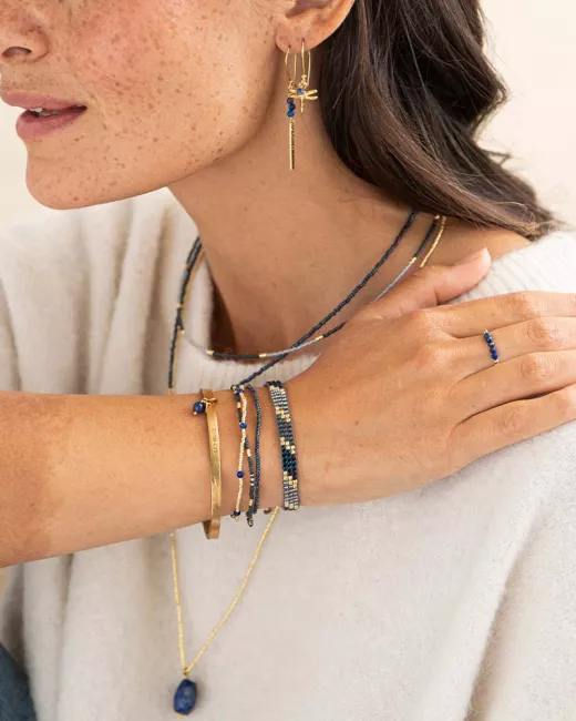 A Beautiful Story - Bracelet Commitment Lapis Lazuli Gold - L'Envol du Colibri