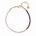 Vivid Garnet Rose Quartz Gold Colored Bracelet