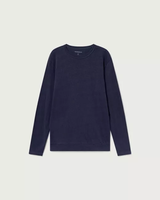Thinking Mu - T-Shirt bleu à longues manches en chanvre SHIVA