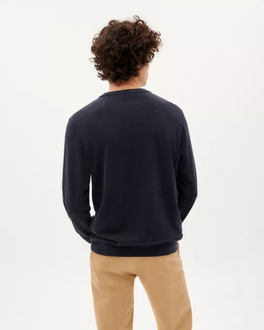 Thinking Mu - T-Shirt bleu à longues manches en chanvre SHIVA Thinking Mu - T-Shirt bleu à longues manches en chanvre SHIVA