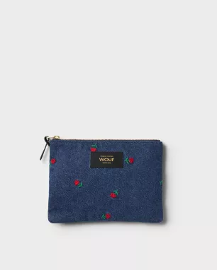 Pochette en jeans brodé AMY
