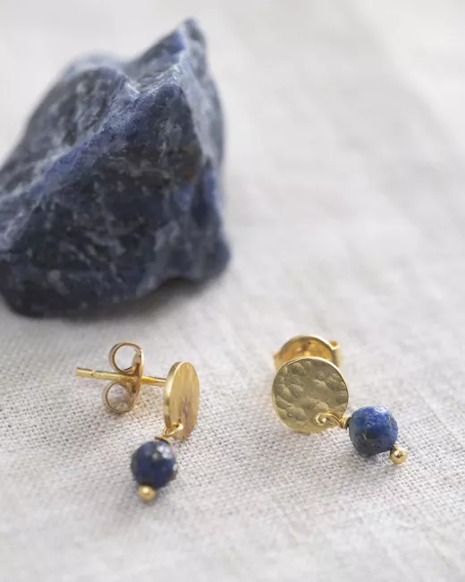 Spirit Black Onyx Lapis Lazuli Gold Plated Earrings Spirit Black Onyx Lapis Lazuli Gold Plated Earrings