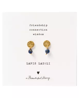 A Beautiful Story - Boucles d’oreilles Mini Coin dorées et Lapis Lazuli