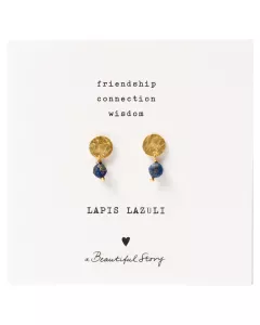 Mini Coin Lapis Lazuli Goud Oorbellen Mini Coin Lapis Lazuli Goud Oorbellen