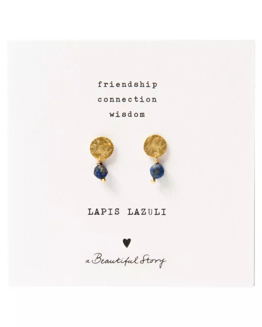 A Beautiful Story - Boucles d’oreilles Mini Coin dorées et Lapis Lazuli