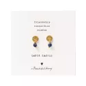 Mini Coin Lapis Lazuli Gold Earrings