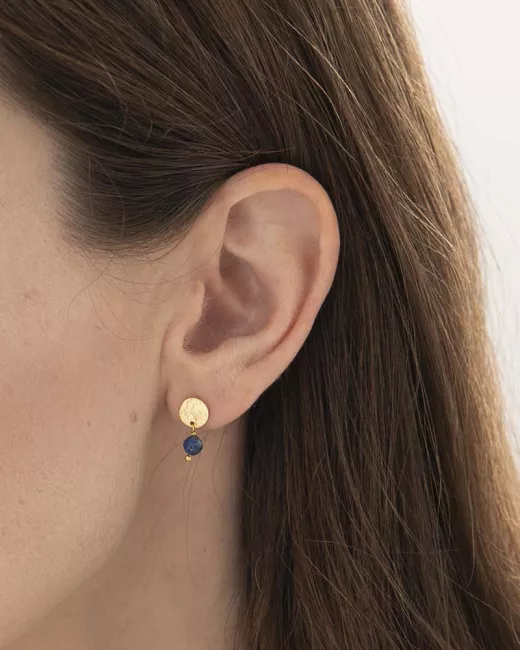 Spirit Zwarte Onyx Lapis Lazuli Vergulde Oorbellen