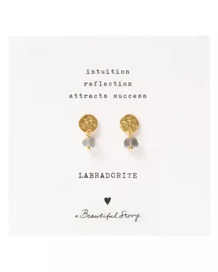 A Beautiful Story - Boucles d’oreilles Mini Coin dorées et Labradorite
