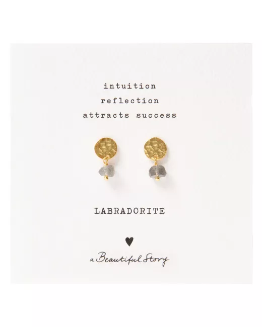 A Beautiful Story - Boucles d’oreilles Mini Coin dorées et Labradorite