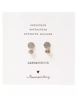 A Beautifil Story - Boucles d’oreilles Mini Coin argentées et Labradorite