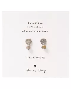 Mini Coin Labradorite Gold Earrings