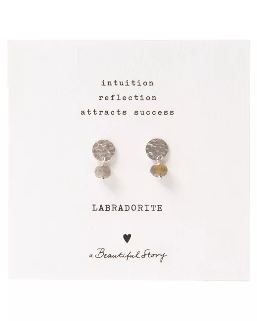 A Beautifil Story - Boucles d’oreilles Mini Coin argentées et Labradorite