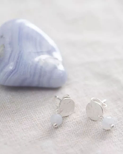 Boucles d’oreilles Mini Coin argentées et Labradorite