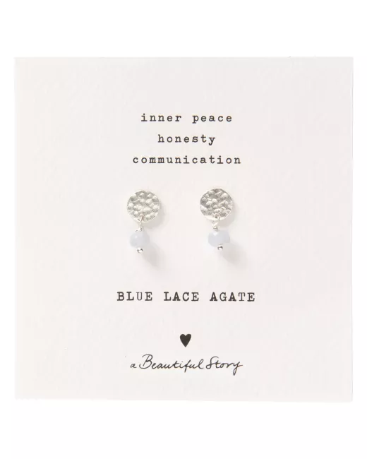 A Beautifil Story - Boucles d’oreilles Mini Coin argentées et Agate bleue
