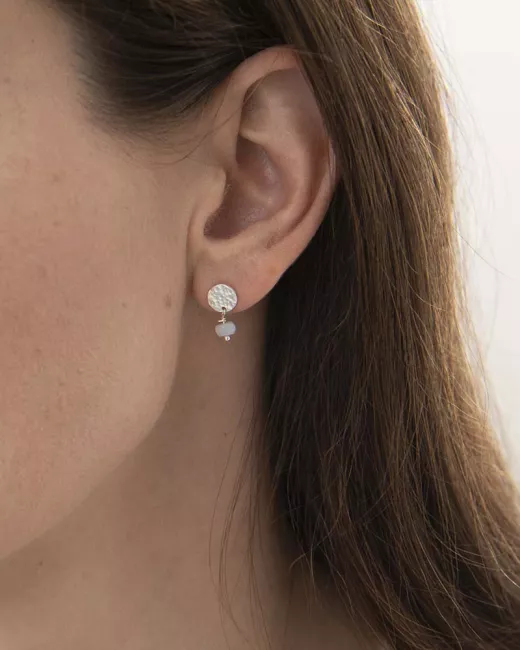 Mini Coin Labradoriet Zilver Oorbellen Mini Coin Labradoriet Zilver Oorbellen