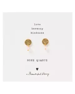 Boucles d’oreilles Mini Coin dorées et Quartz Rose