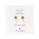 Mini Coin Blue Lace Agate Gold Earrings