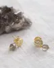 Boucles d’oreilles Mini Coin dorées et Agate bleue