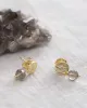 Boucles d’oreilles Mini Coin dorées et quartz fumé