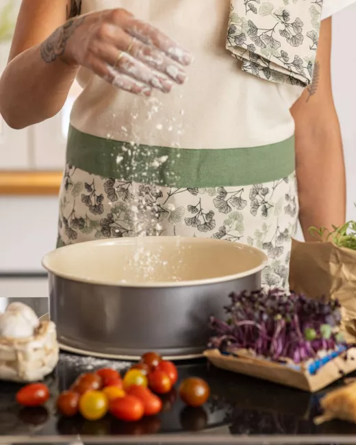 Tranquillo - Tablier de cuisine en coton bio FEUILLES