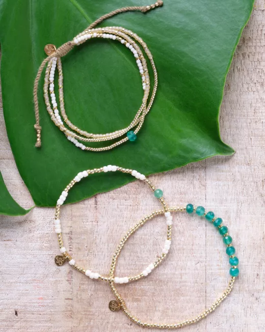 Seaside Aventurine Gold Colored Bracelet