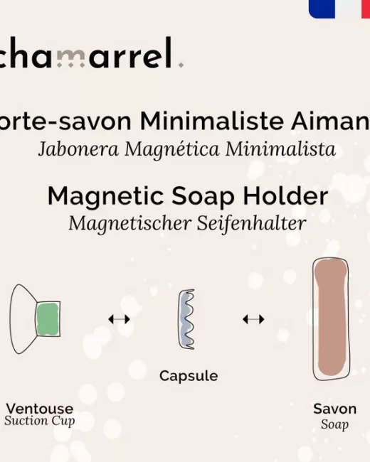 CHAMARREL - Porte-savon aimanté pour savon solide