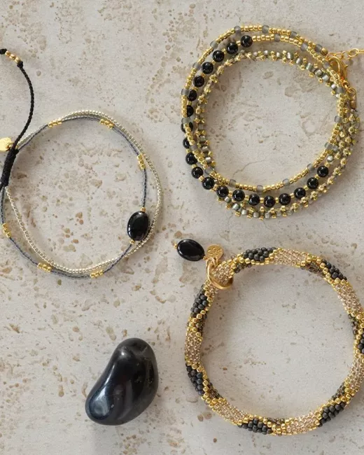 A Beautiful Story - Bracelet Advanced Onyx noir Gold