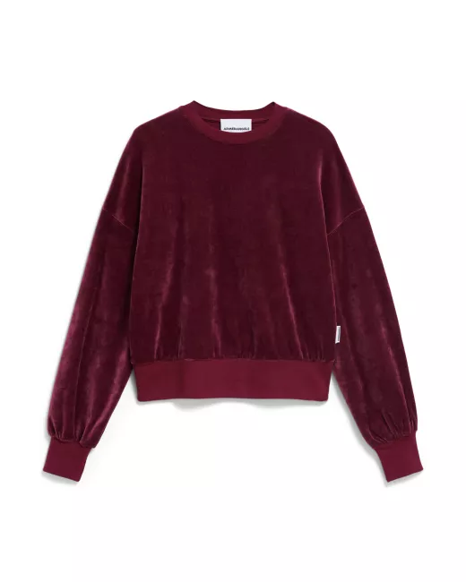 Armedangels - Sweatshirt oversize en velours bordeaux LEDIANAA