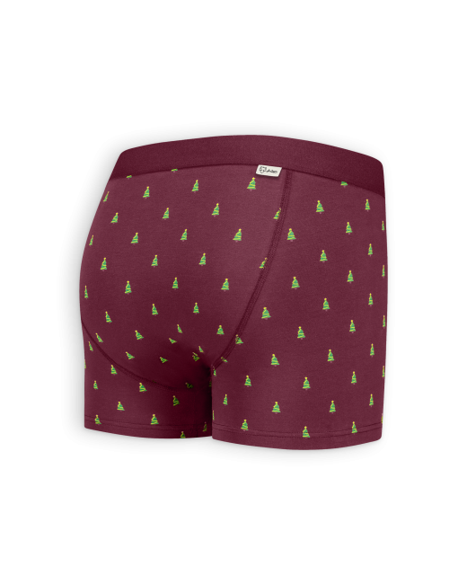 Boxer Shorts Burgundy X-mas Trees Box Boxer Shorts Burgundy X-mas Trees Box