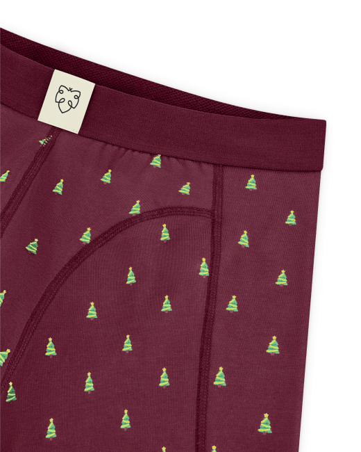 Boxer Shorts Burgundy X-mas Trees Box Boxer Shorts Burgundy X-mas Trees Box