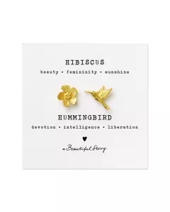 Broche Hibiscus - Kolibrie Verguld