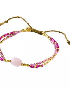 Shining Rose Quartz Gold Colored Bracelet
