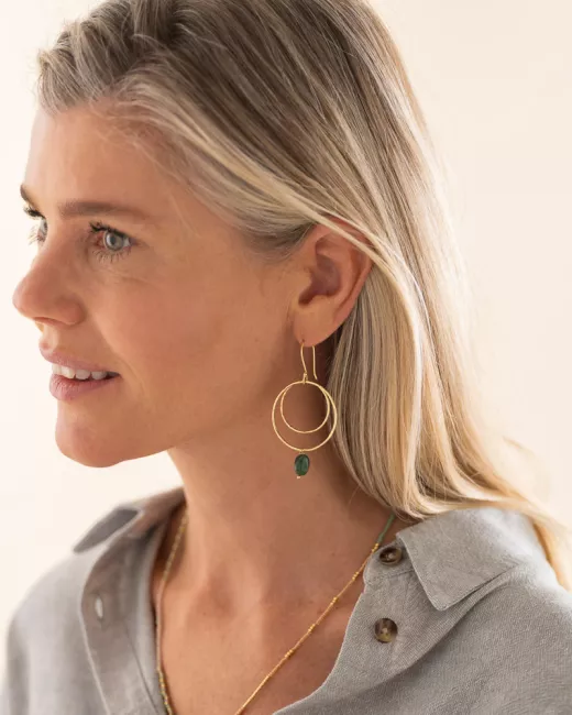 Generous Aventurine Gold Plated Earrings