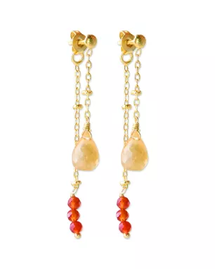 A Beautiful Story - Boucles d'oreilles Felicity Citrine Cornaline Plaqué Or