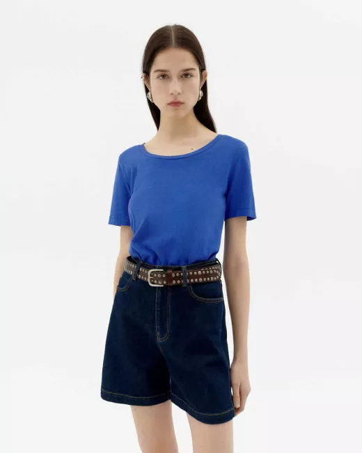 THINKING MU - T-shirt INDIGO HEMP CASSIA