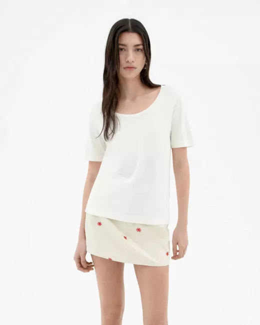 THINKING MU - T-shirt WHITE HEMP CASSIA