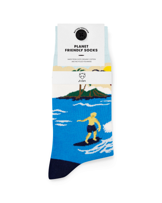 A-DAM - Chaussettes en coton bio Blue Surf