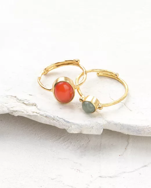 A Beautiful Story - Bague  Faithful Aventurine Plaquée Or