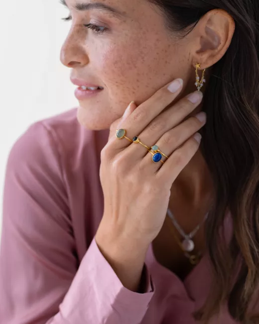 A Beautiful Story - Bague  Faithful Aventurine Plaquée Or