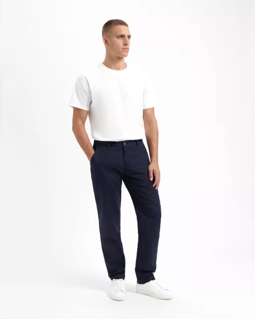 KUYICHI - Pantalon chino Midnight Blue en lin  KUYICHI - Pantalon chino Midnight Blue en lin